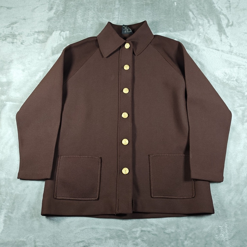 Vintage‎ 70s Cardigan Womens XL Gold Button Jacket Hedy Knits Cottage Minimalist